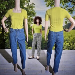 American Eagle Outfitters Women's Green Ribbed Cropped Top Tee